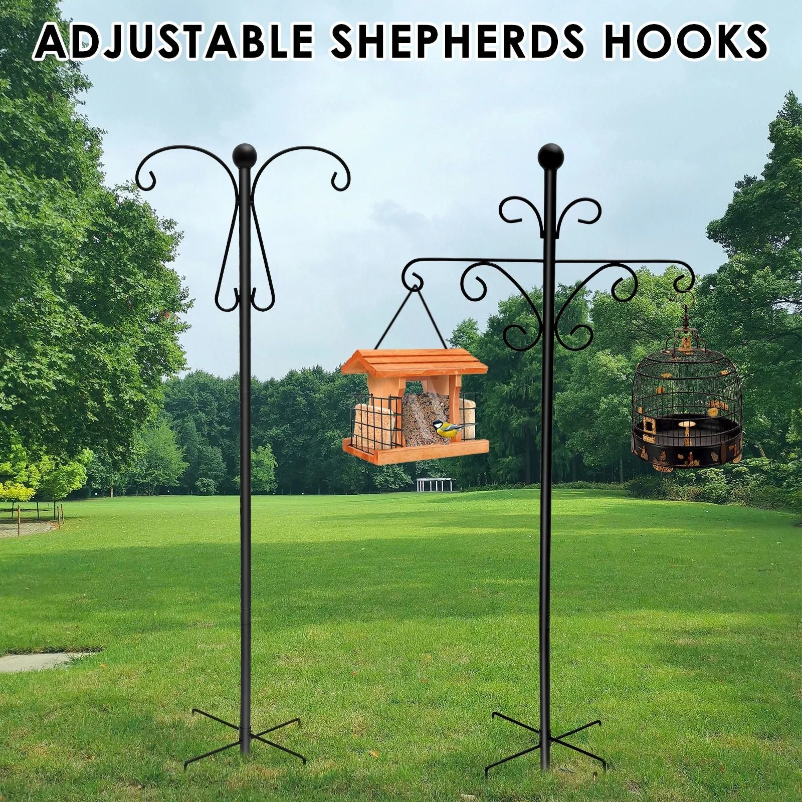 Adjustable Double Shepherd Hooks For Outdoor Garden Decor 1