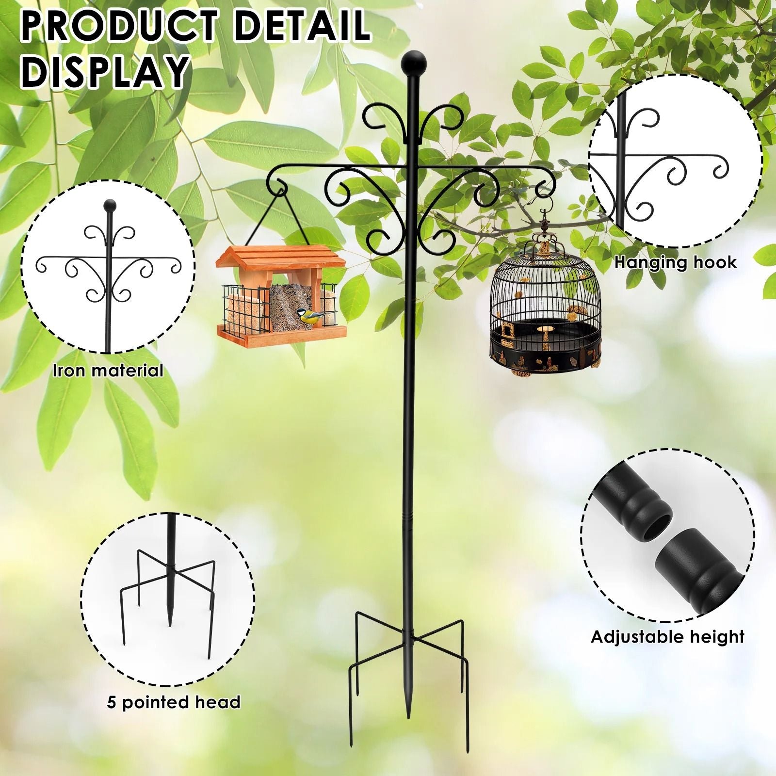 Adjustable Double Shepherd Hooks For Outdoor Garden Decor 3