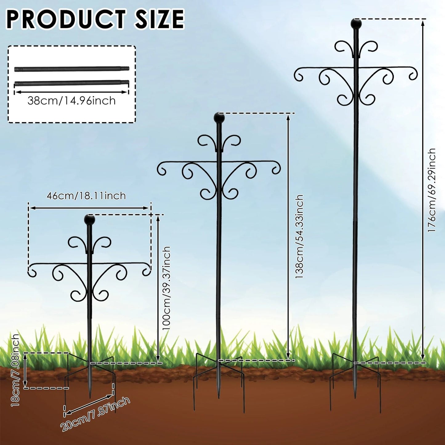 Adjustable Double Shepherd Hooks For Outdoor Garden Decor 5
