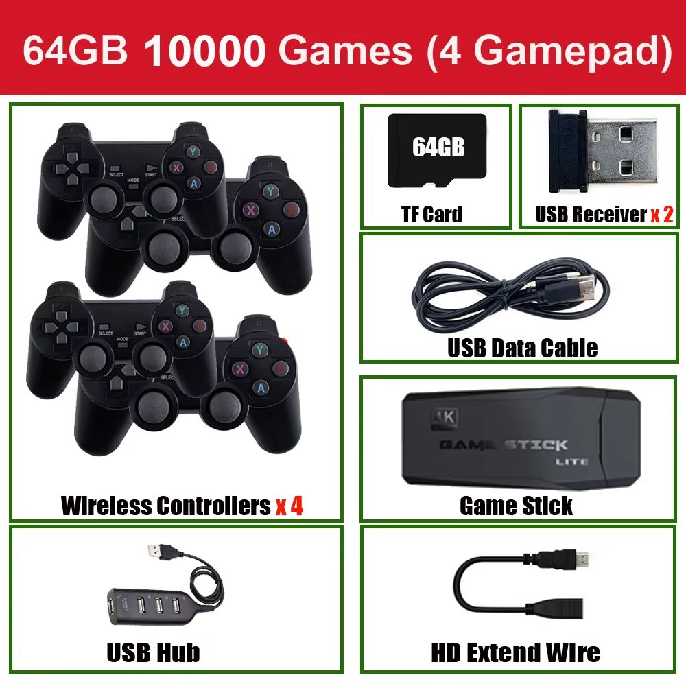 Retro Wireless Game Console Stick  4K Portable Console With 20000 Games 64GB Storage For Classic Pl 8