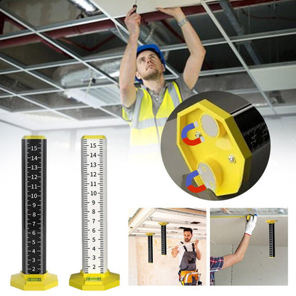 Upgraded Dual-Use Contour Ruler, Light Steel Leveling Artifact with Magnetic Base for Ceiling, Tile, and Wall Leveling