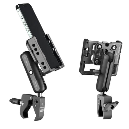 FANAUE Aluminum Motorcycle Phone Holder with Anti Vibration Device, Adjustable Phone Mount for Motorbike, Bicycle