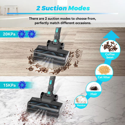 YISORA N300 Cordless Vacuum Cleaner  Ultra Lightweight 20Kpa Stick Vacuum For Pet Hair Carpet  Hard 3