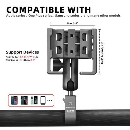 FANAUE Aluminum Motorcycle Phone Holder With Anti Vibration Device Adjustable Phone Mount For Motor