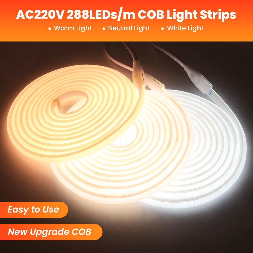 High Bright COB LED Strip Light 288LEDsm Waterproof IP65 Silicone Neon Strip For Kitchen Bedroom Ou 1