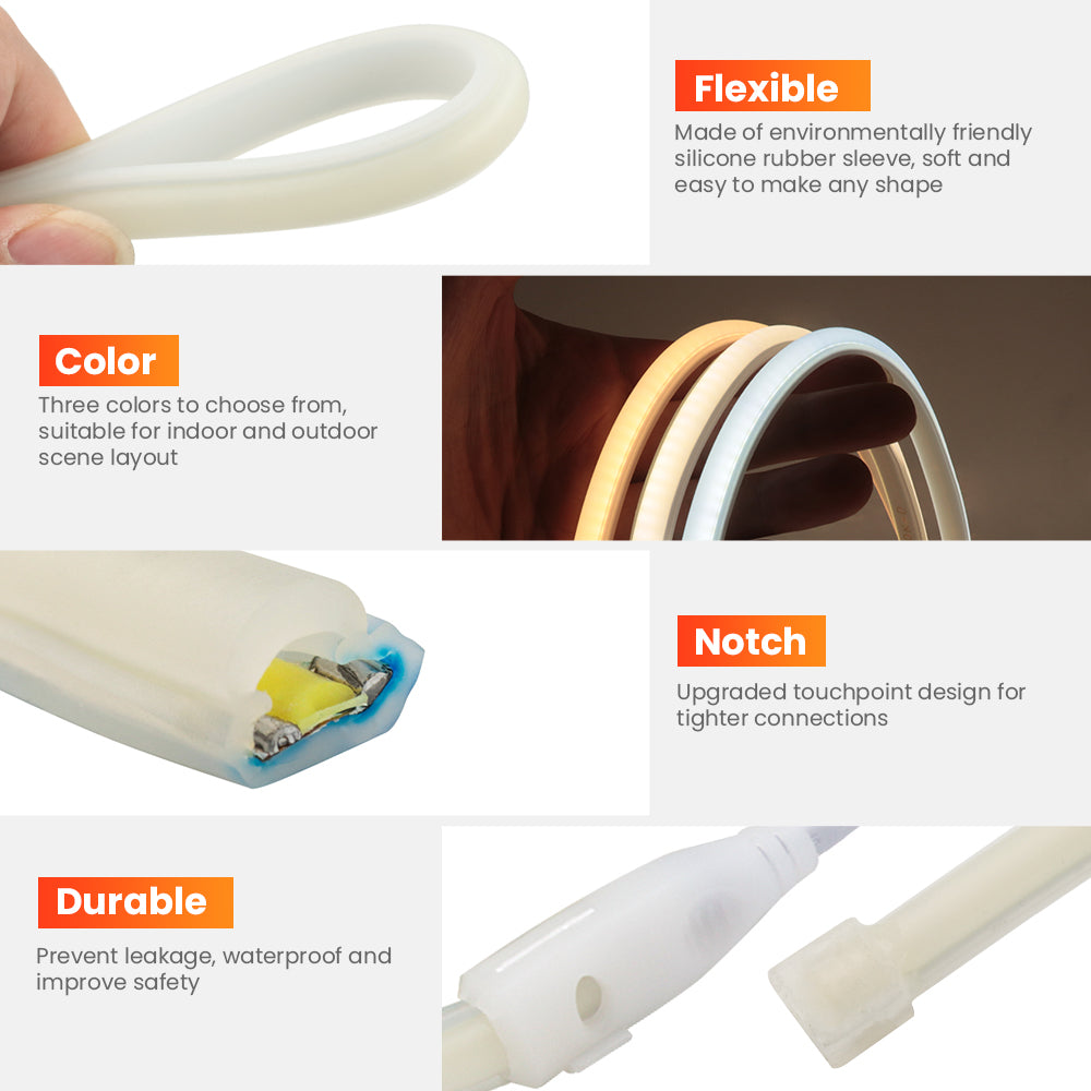 High Bright COB LED Strip Light 288LEDsm Waterproof IP65 Silicone Neon Strip For Kitchen Bedroom Ou 4