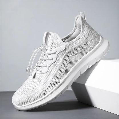 Mens Breathable Woven Sneakers – Lightweight Outdoor Running Shoes with Adjustable Buckle