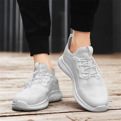 Mens Breathable Woven Sneakers  Lightweight Outdoor Running Shoes With Adjustable Buckle 3