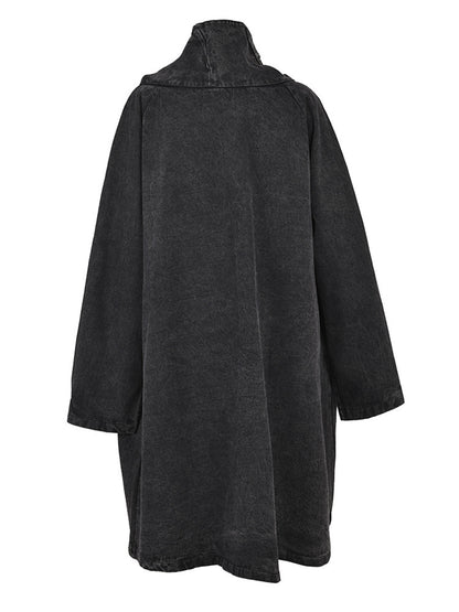 Plus Size Loose Fit Denim Sweatshirt For Women Black High Collar Long Sleeve Top For Big Size Fashi 4
