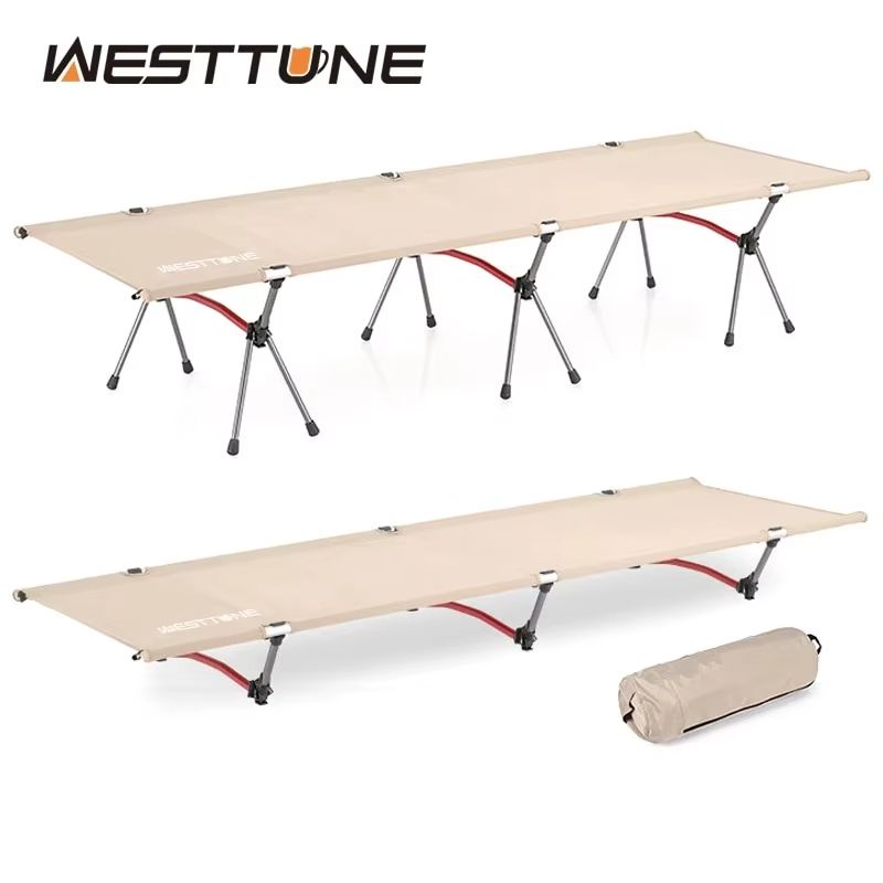 WESTTUNE Portable Camping Cot – Ultralight Folding Bed with Aluminum Alloy Frame for Outdoor Hiking & Travel