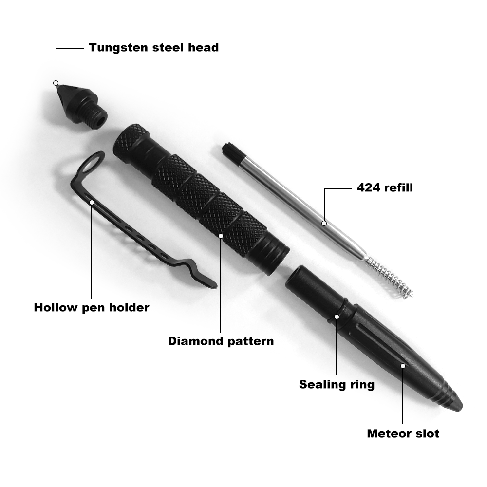 Self Defense Supplies Tactical Pen, Multifunctional Metal Glass Breaker, Emergency Survival Gear Anti Skid