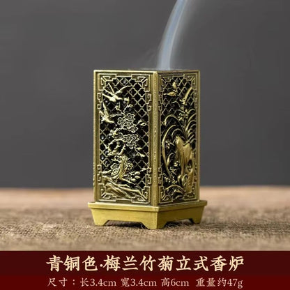 Elegant Alloy Incense Burner  Vertical Square Design For Aromatherapy  Home Decor 8