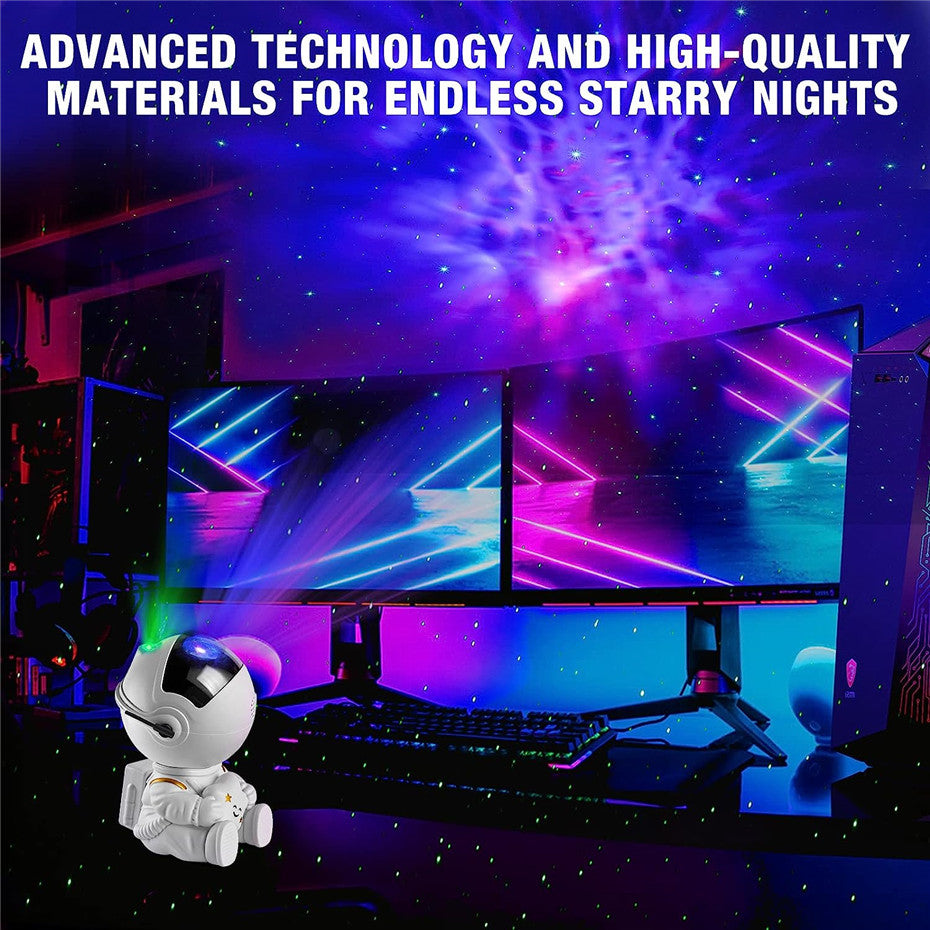 Creative Astronaut Starry Sky Projection Light, Full of Stars Nebula, Moon Lamp for Bedroom Ambiance, Spaceman Laser
