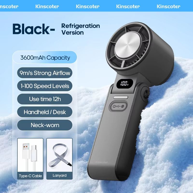 KINSCOTER Portable Turbo Fan  3600mAh Rechargeable Handheld Cooling Fan With 100 Speed Settings  Fo 12