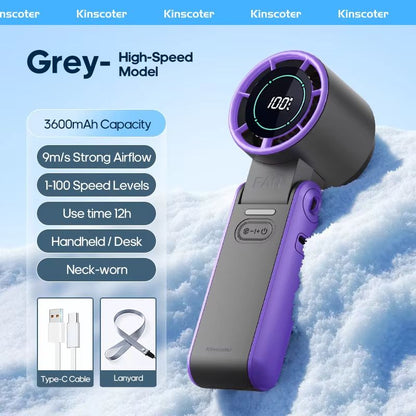 KINSCOTER Portable Turbo Fan  3600mAh Rechargeable Handheld Cooling Fan With 100 Speed Settings  Fo 6