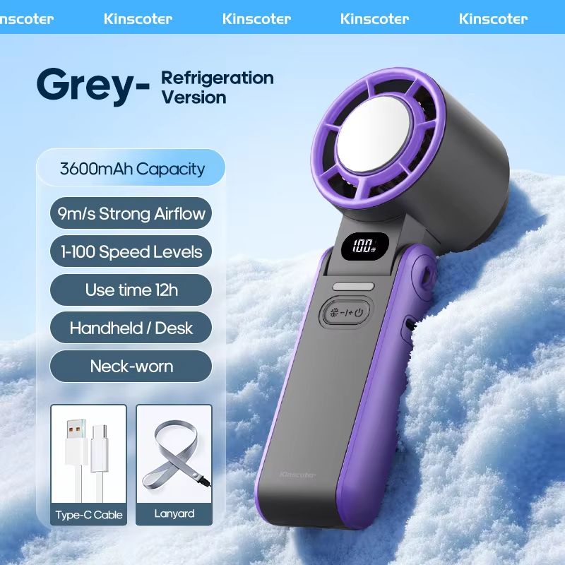 KINSCOTER Portable Turbo Fan  3600mAh Rechargeable Handheld Cooling Fan With 100 Speed Settings  Fo 7