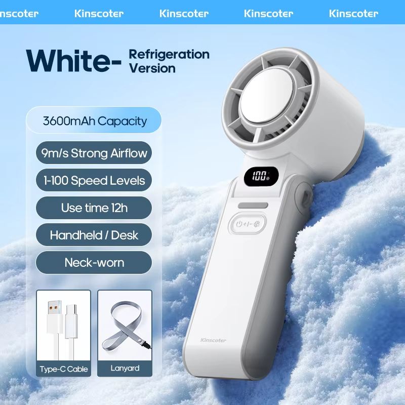KINSCOTER Portable Turbo Fan  3600mAh Rechargeable Handheld Cooling Fan With 100 Speed Settings  Fo 8