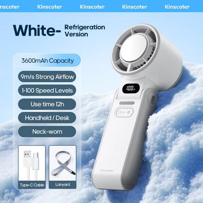 KINSCOTER Portable Turbo Fan  3600mAh Rechargeable Handheld Cooling Fan With 100 Speed Settings  Fo 8
