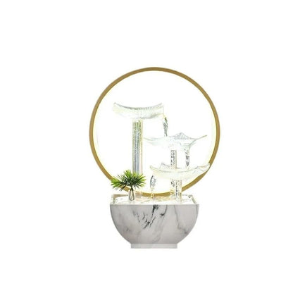 Glass Lotus Tabletop Zen Water Fountain With LED Light For Home Office Decor 1