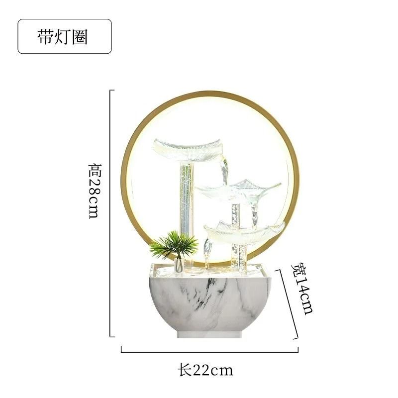 Glass Lotus Tabletop Zen Water Fountain With LED Light For Home Office Decor 6