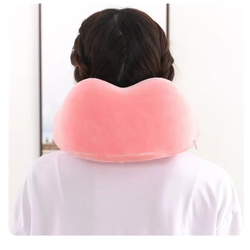 Premium UShaped Memory Foam Travel Pillow With Neck Support  Gentle Massage 5