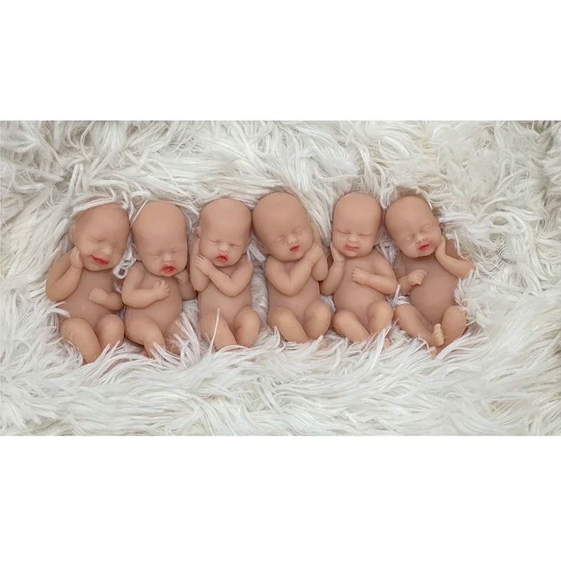 Set Of 6 Mini Silicone Reborn Baby Dolls Soft Full Body AntiStress Collectible Toys 1