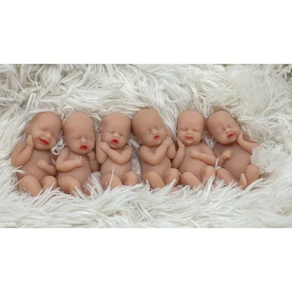 Set Of 6 Mini Silicone Reborn Baby Dolls Soft Full Body AntiStress Collectible Toys 2