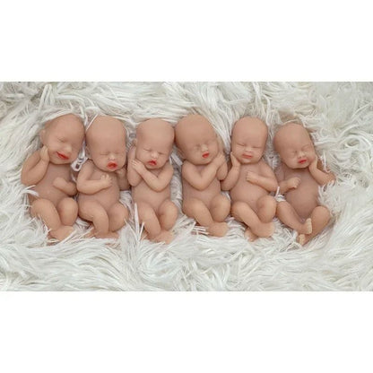 Set Of 6 Mini Silicone Reborn Baby Dolls Soft Full Body AntiStress Collectible Toys 3