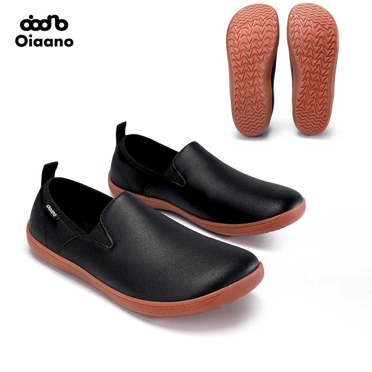 Wide Toe Minimalist Leather Slip On Sneakers For Men 1
