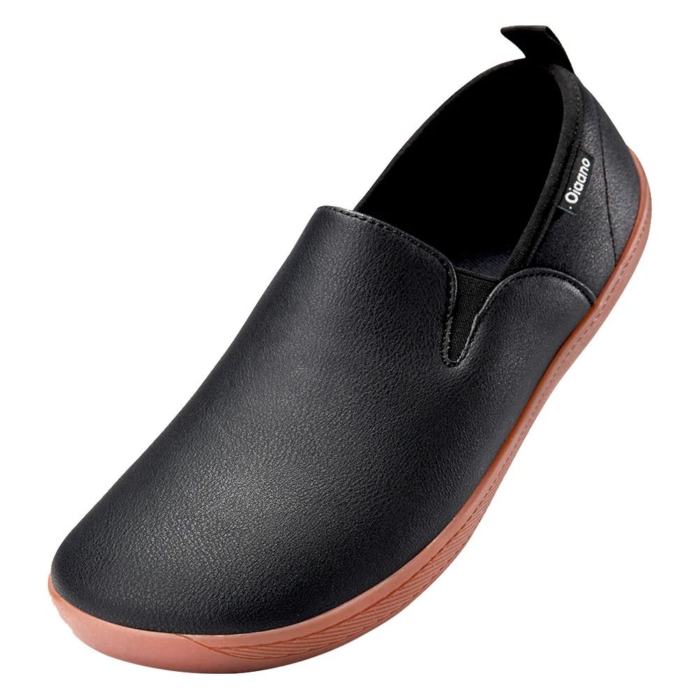 Wide Toe Minimalist Leather Slip On Sneakers For Men 4