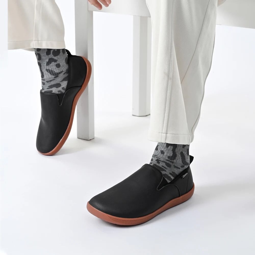 Wide Toe Minimalist Leather Slip On Sneakers For Men 6