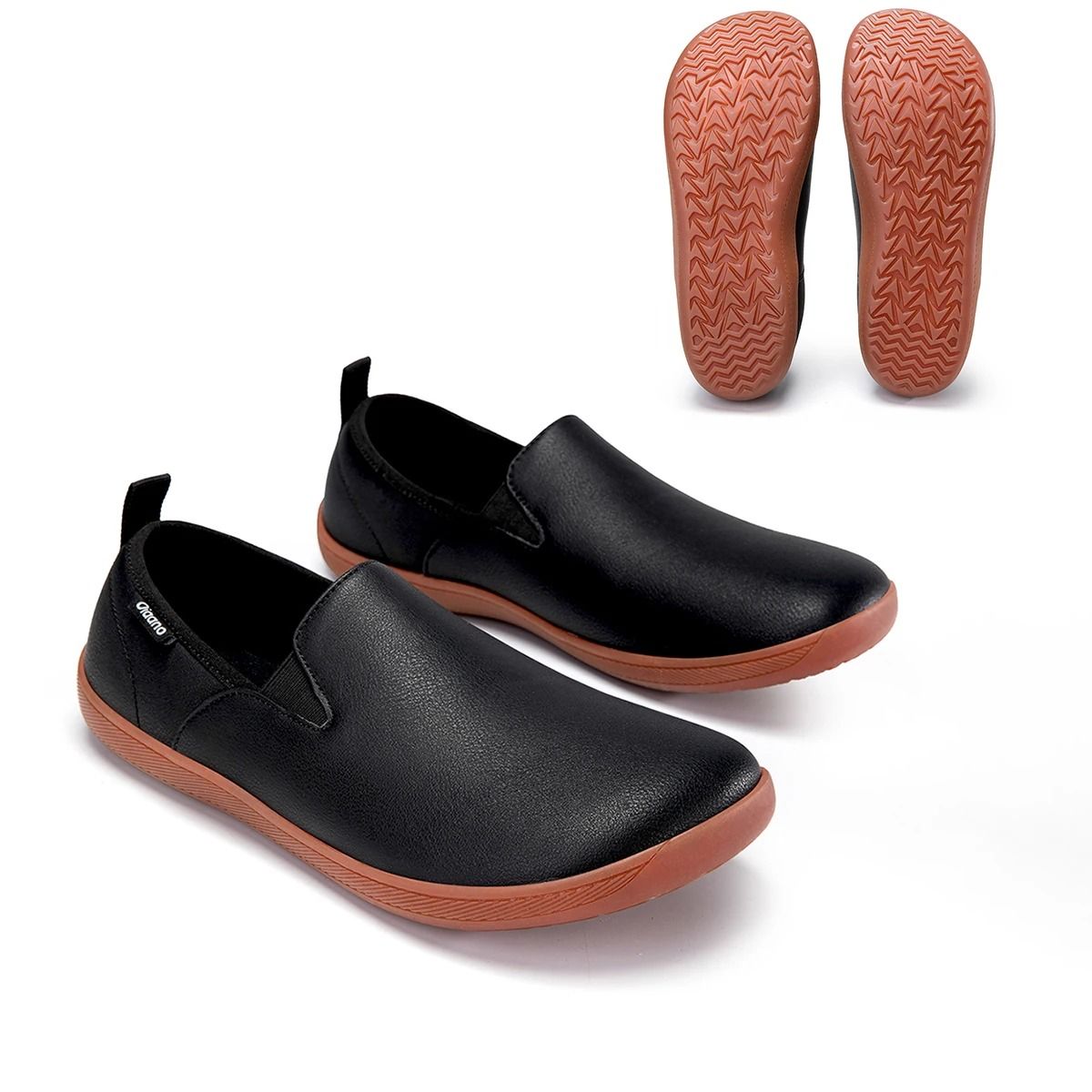 Wide Toe Minimalist Leather Slip On Sneakers For Men 8