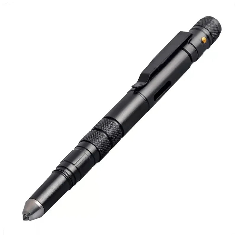 4 In 1 Portable Multifunctional Tactical Pen, Outdoor Defense Anti Skid Ballpoint Pen, Flashlight Glass Breaker