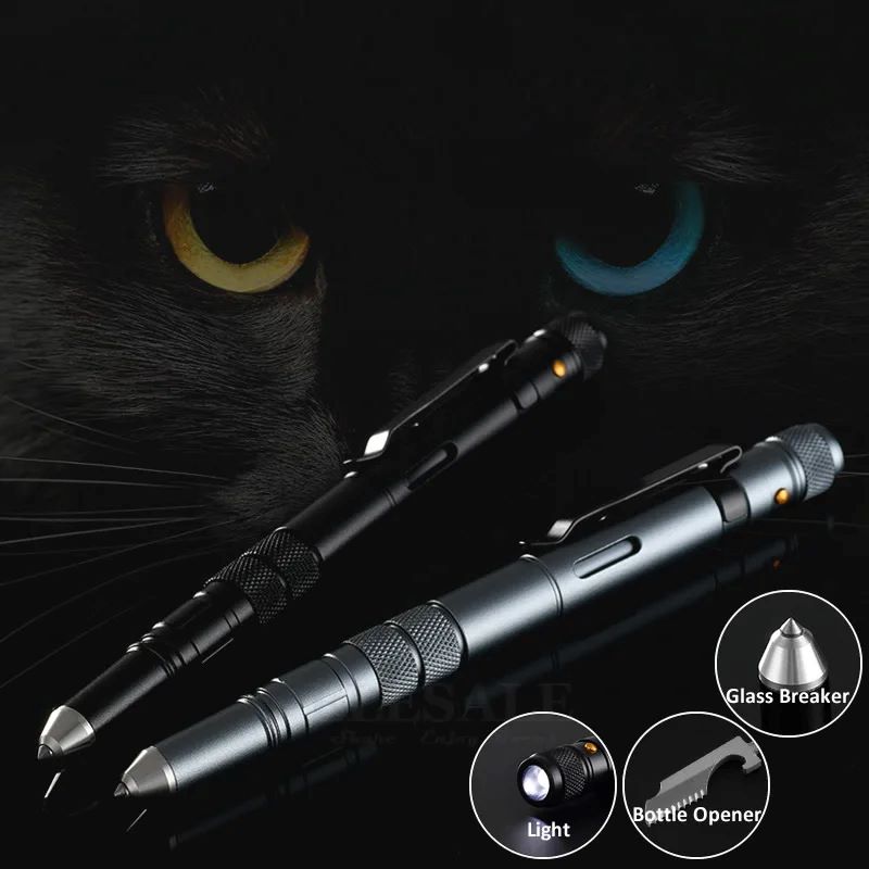 4 In 1 Portable Multifunctional Tactical Pen Outdoor Defense Anti Skid Ballpoint Pen Flashlight Gla 1