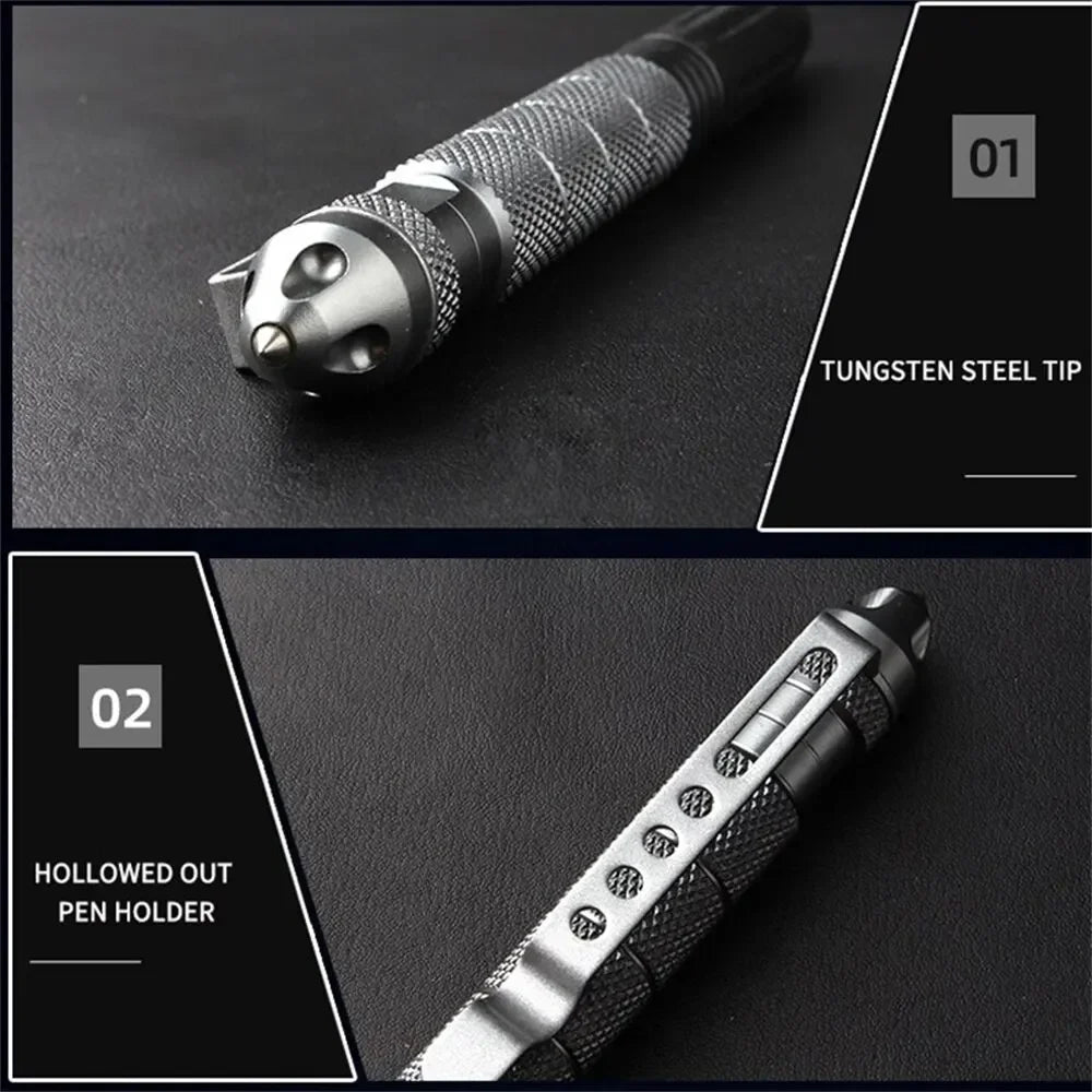 High Quality Self Defense Pen Aluminum Glass Breaker Multi Functional Tactical Pen Steel Anti Skid  4
