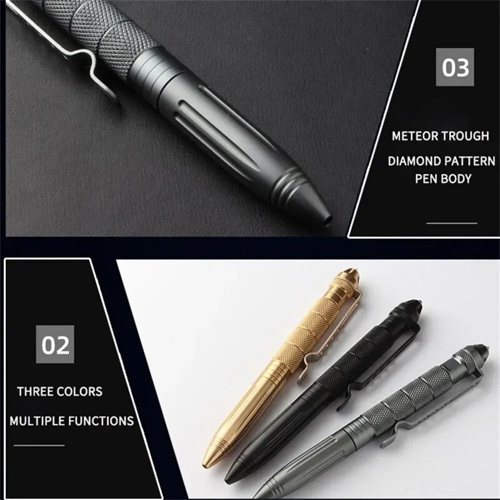 High Quality Self Defense Pen Aluminum Glass Breaker Multi Functional Tactical Pen Steel Anti Skid  5