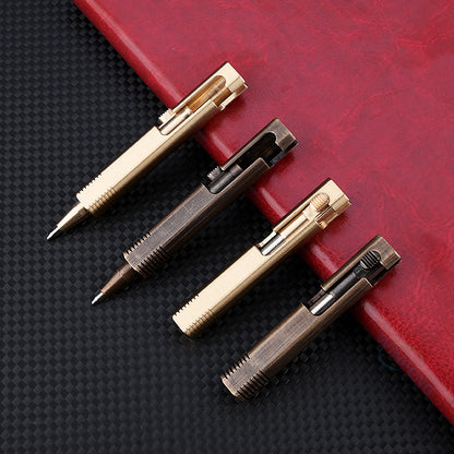 Retro Brass Mini Bolt Action Ballpoint Pen, Business Signature Pen, Outdoor Camping Tactical Writing Tool