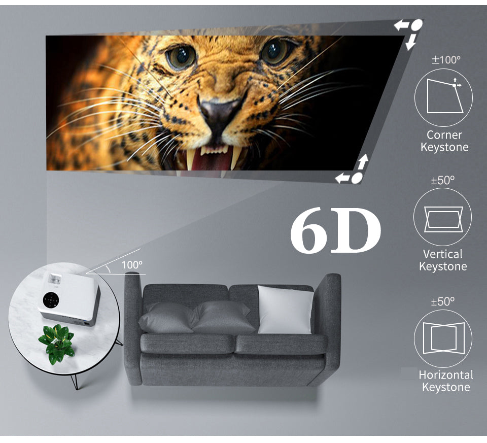 C6A 300inch Android 90 Smart Projector 1080P Full HD Home Theater Cinema With WIFI 5G  Phone Beamer