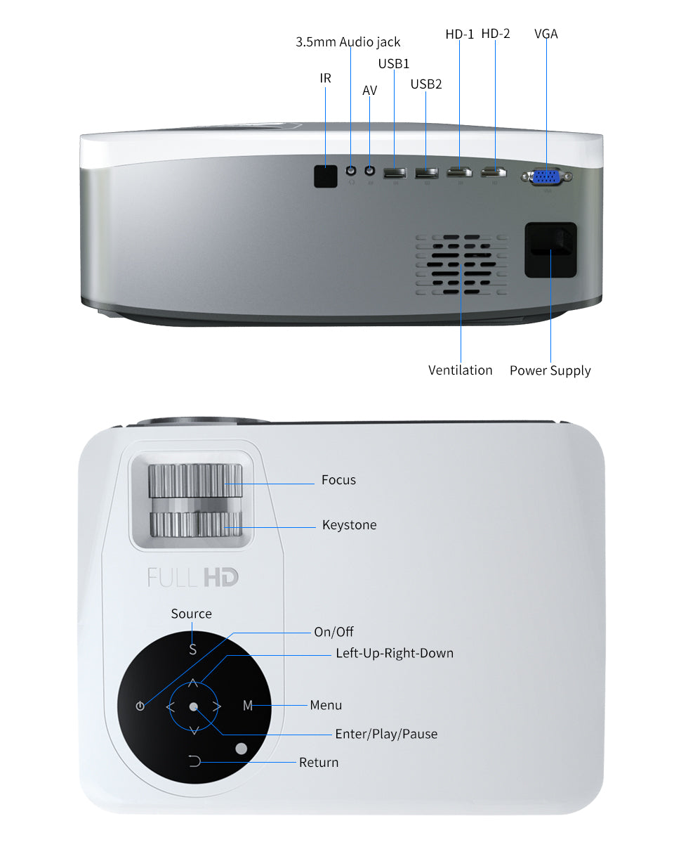 C6A 300inch Android 90 Smart Projector 1080P Full HD Home Theater Cinema With WIFI 5G  Phone Beamer