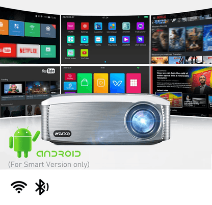 C6A 300inch Android 9.0 Smart Projector, 1080P Full HD Home Theater Cinema with WIFI 5G & Phone Beamer Support