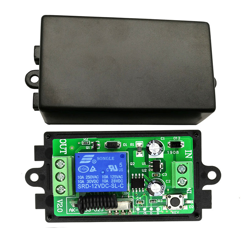 3000m 1CH Wireless Remote Control Switch Kit, DC12V/24V 433MHz RF Transmitter & Receiver for LED Lights, Relay Output