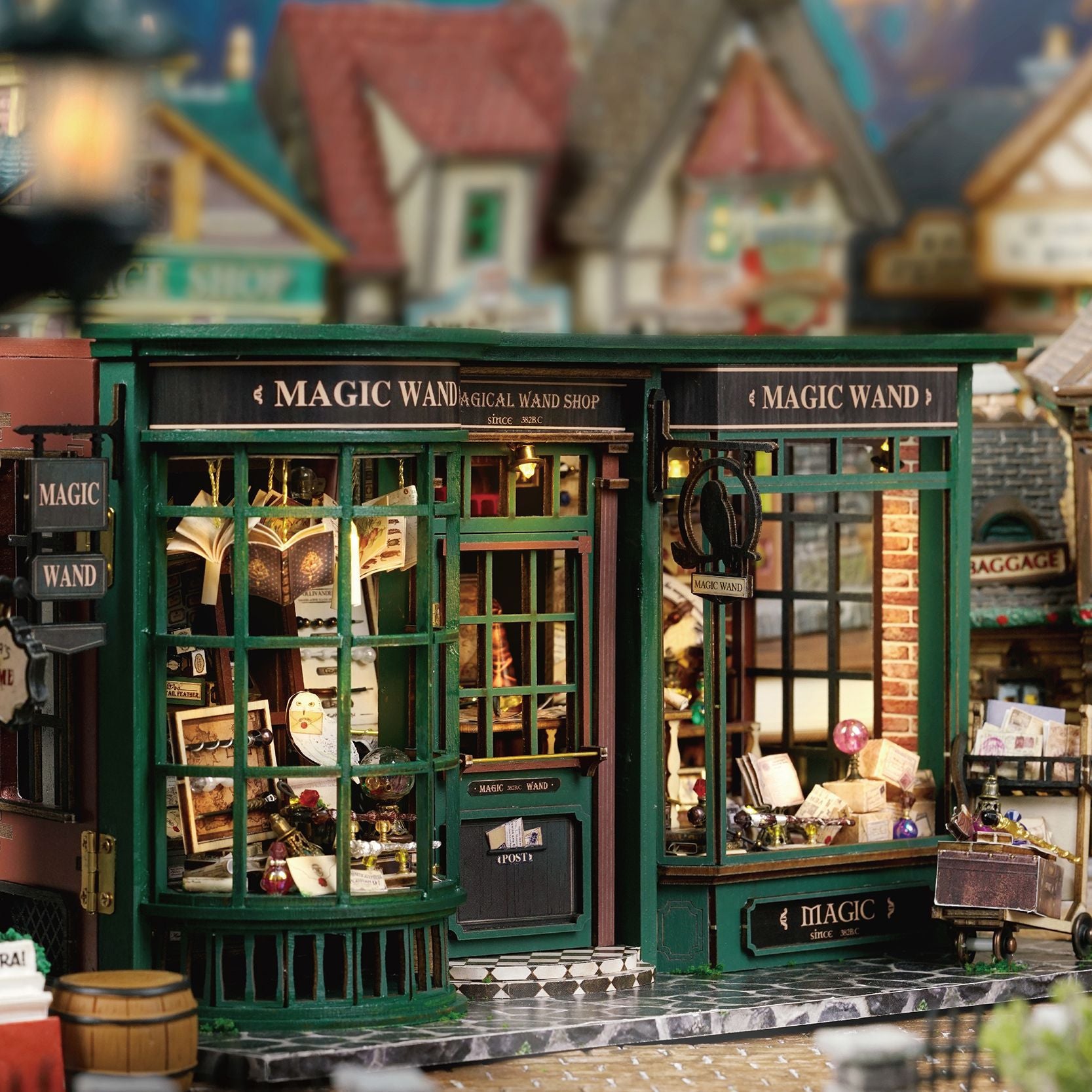 DIY Wooden Dollhouse Magic Shop, Miniature Doll House Kit with Furniture, Retro Roombox Model Toy for Kids and Gift