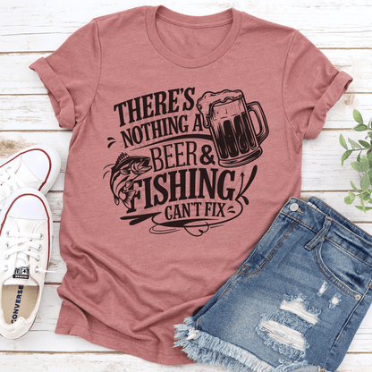 Theres Nothing A Beer  Fishing Cant Fix Tee 1