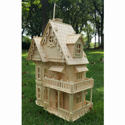 DIY Doll House Villa Model Assembled Miniature Dollhouse Wood 3D Puzzle House Pretend Play Educatio 3