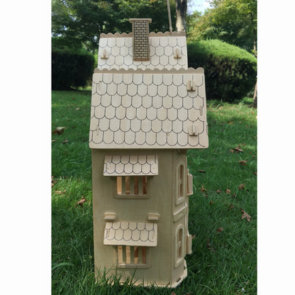 DIY Doll House Villa Model Assembled Miniature Dollhouse Wood 3D Puzzle House Pretend Play Educatio 4