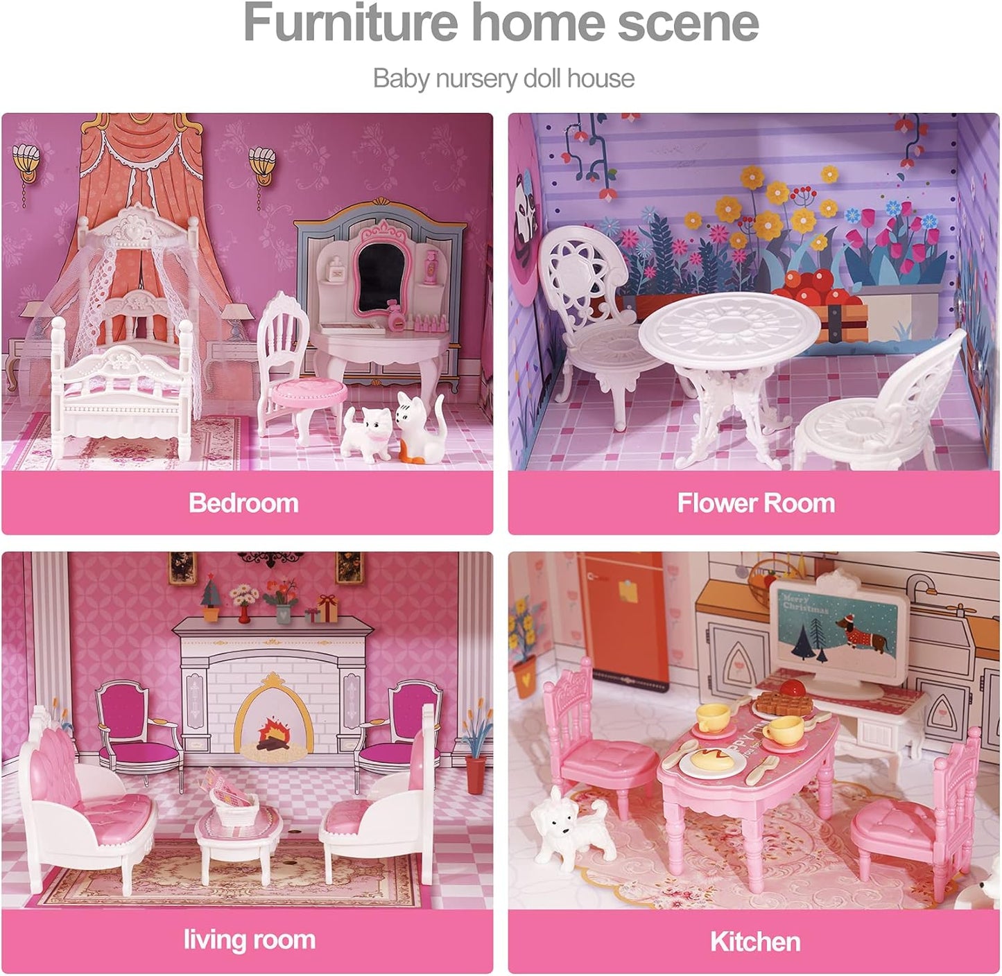 Robotime Robud Victoria Wooden Dollhouse, Furniture House Toy, Preschool Dollhouse for Creative Imaginative Play