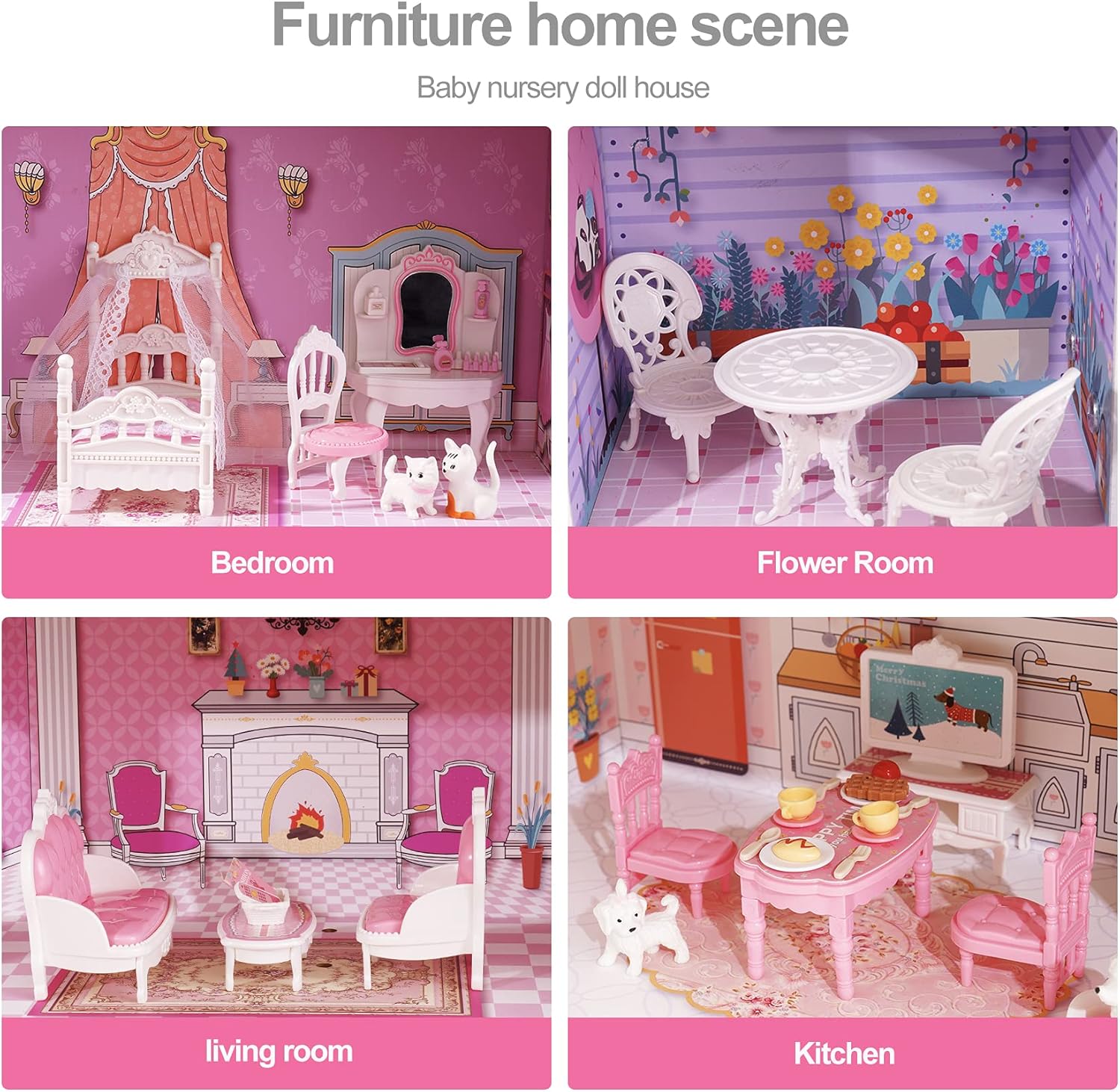 Robotime Robud Victoria Wooden Dollhouse, Furniture House Toy, Preschool Dollhouse for Creative Imaginative Play
