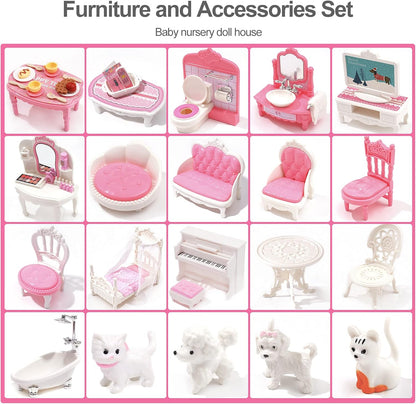 Robotime Robud Victoria Wooden Dollhouse, Furniture House Toy, Preschool Dollhouse for Creative Imaginative Play