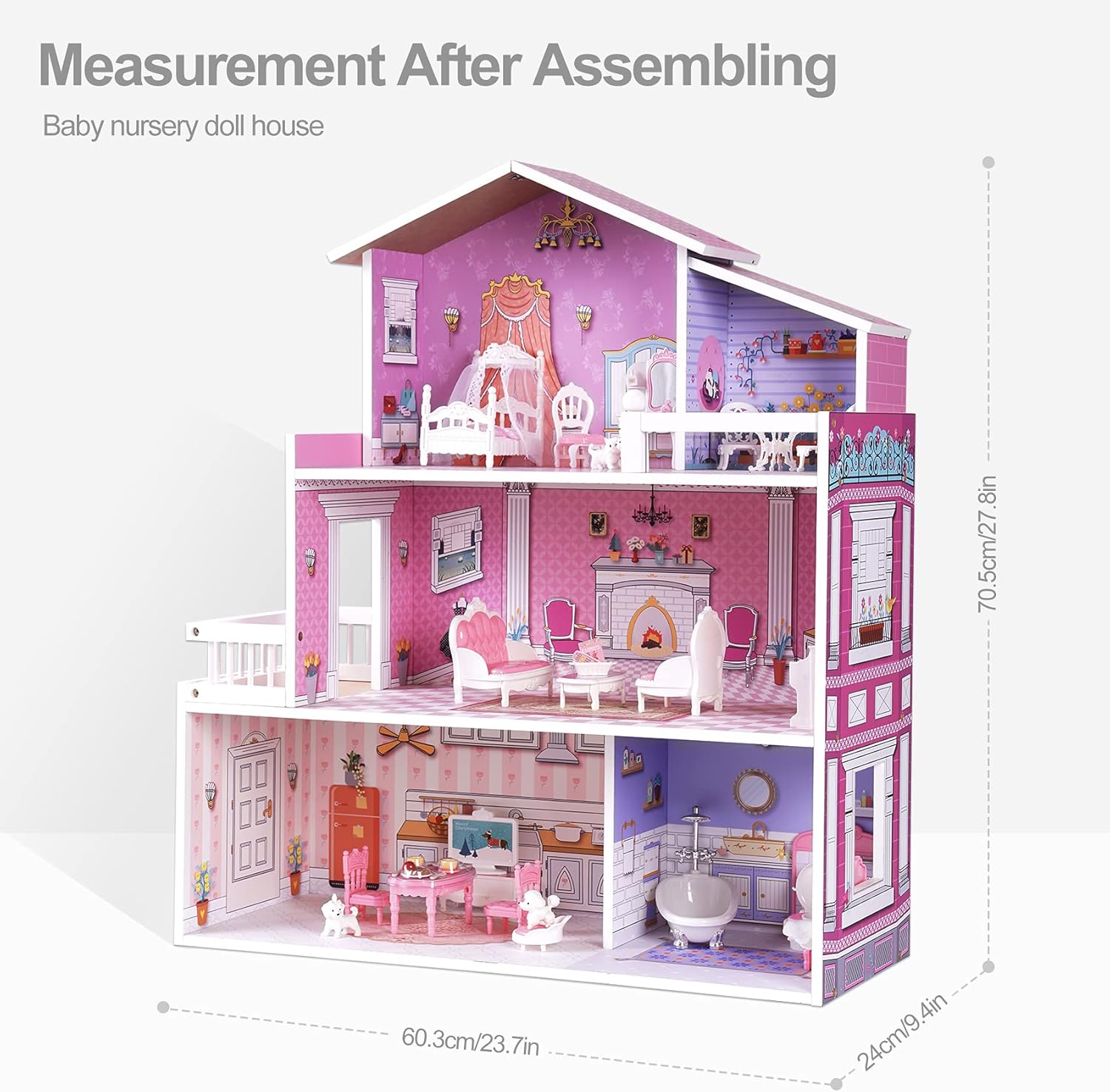Robotime Robud Victoria Wooden Dollhouse, Furniture House Toy, Preschool Dollhouse for Creative Imaginative Play