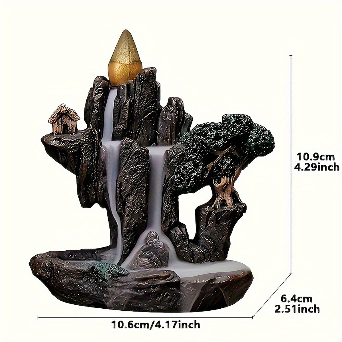 1pc Mountains River Waterfall Reflux Incense Burner Fountain, Backflow Aroma Smoke Censer Holder Home Crafts